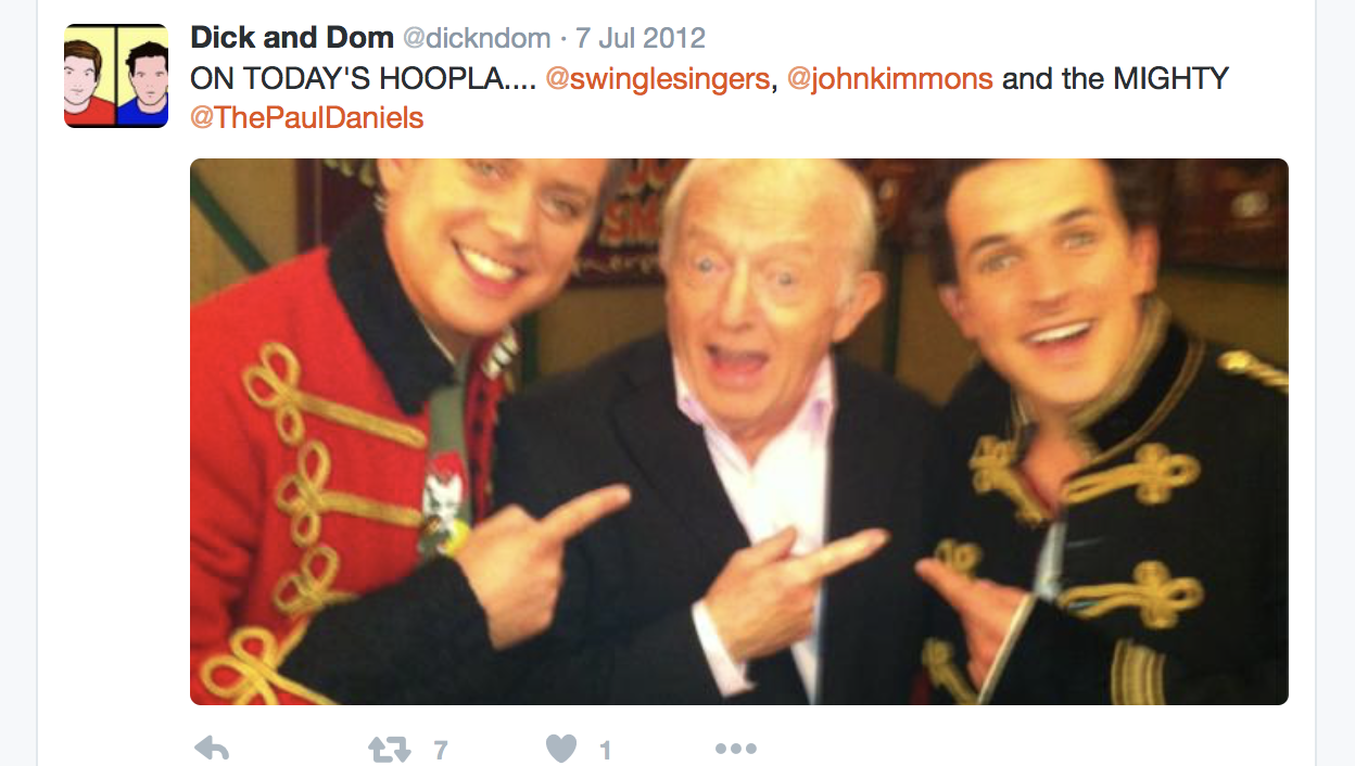 Children's entertainer Kimmo performs on Dick n Dom show. Magic, puppets.